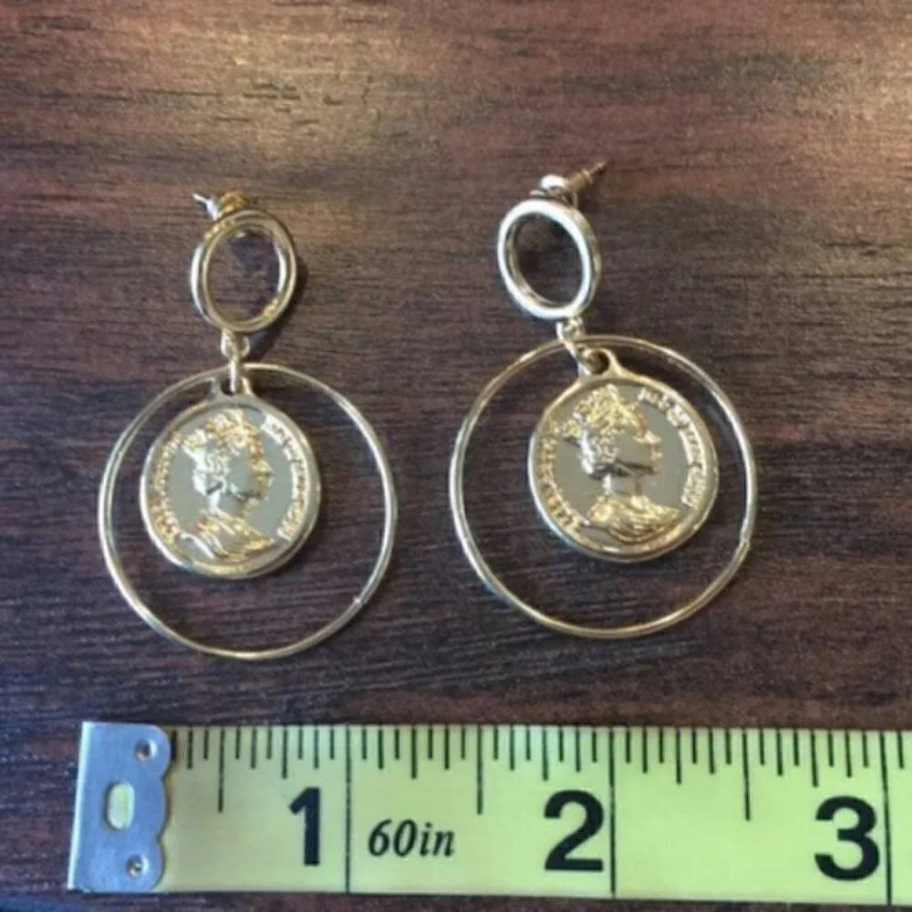 Vintage style Coins Pendant Drop Earrings jewelry